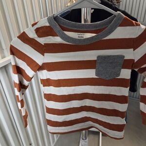 Carter's Rust and White Striped Long Sleeve Tee